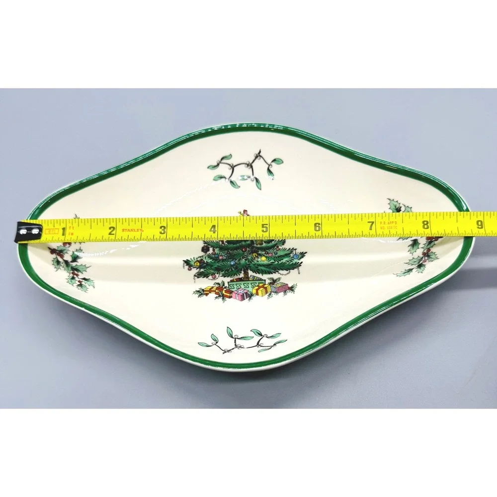 Spode Oval Christmas Tree Pickle Dish S3324 N Earthenware Serving Bowl